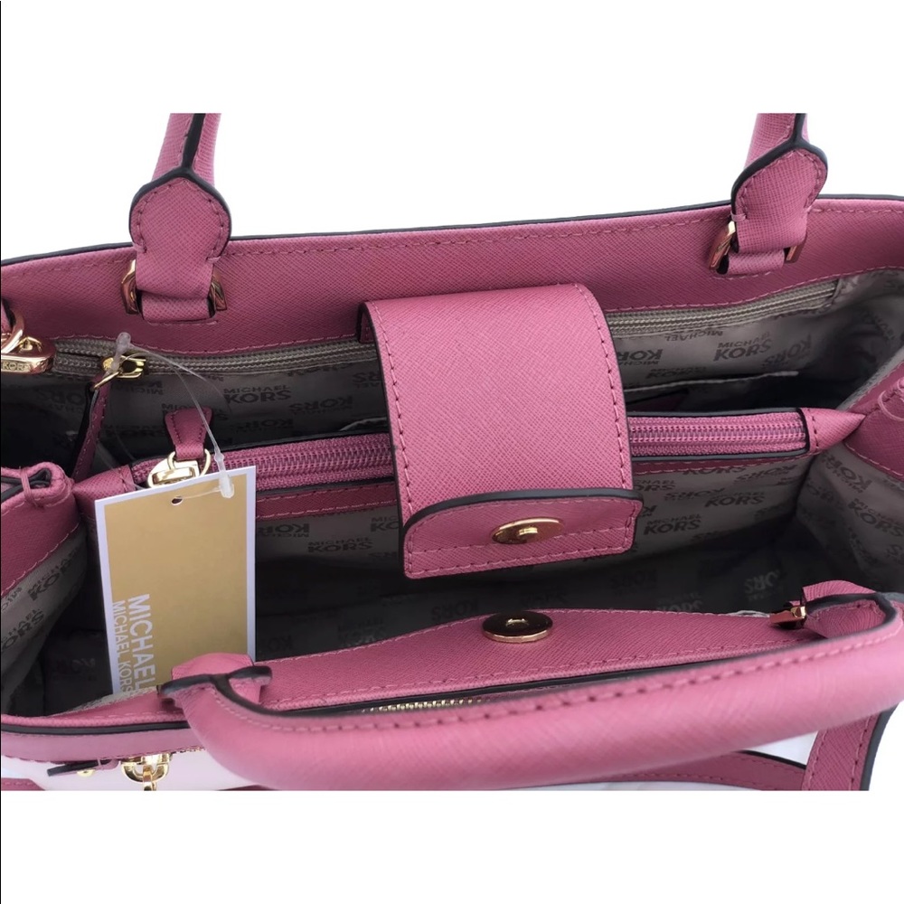 NWT Michael Kors Medium Pink Satchel Crossbody - Picture 5 of 6
